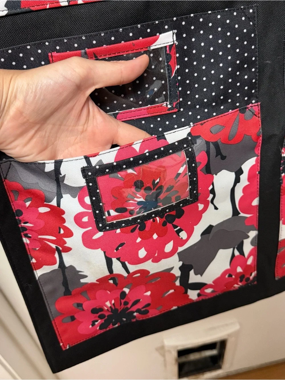 Black & Red Floral Over-the-Door Organizer - Multi-Pocket Storage